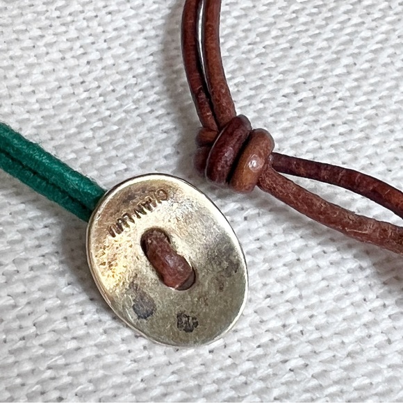 CHAN LUU Sterling & Gold Vermeil Nugget & Leather Green Wrap Boho Bracelet - Picture 6 of 6